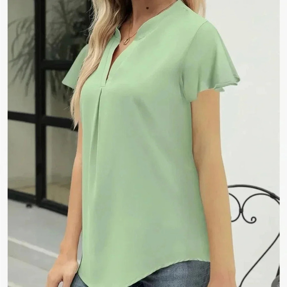 V-Neck Chiffon Blouse - Size Small - Picture 2 of 7